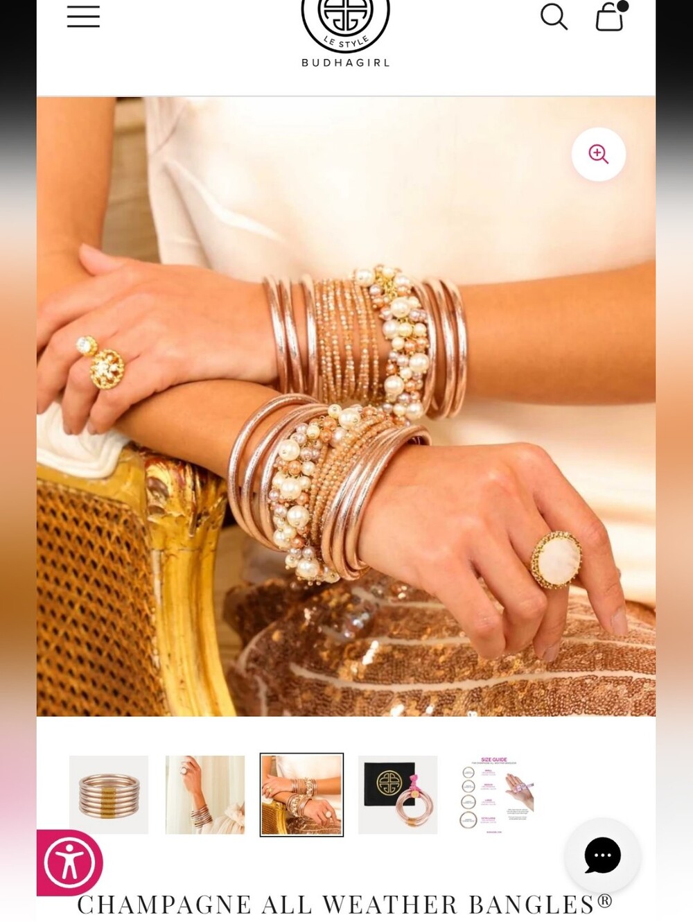 Budhagirl Single Champagne All Weather Bangle New Medium
